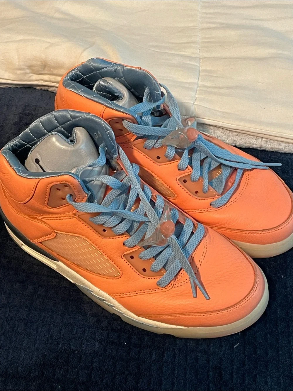Nike Orange and Light Blue Men's High-Top Sneakers